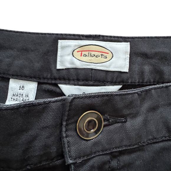 Talbots Capri Pants Women's Sz 16 Black Stretch Crop Casual Everyday - Picture 2 of 9